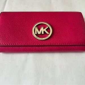 Michael Kors Fuchsia Wallet with Gold Logo
